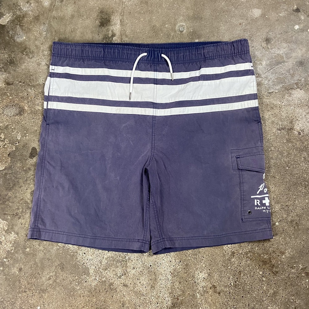 Vintage Polo Ralph Lauren Swim Trunks Size XL Blue Mesh Lined Pocket Logo